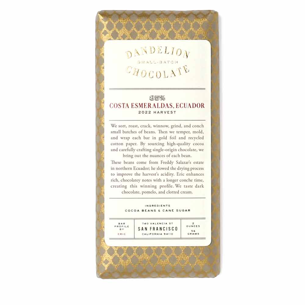 Dandelion Chocolate | Costa Esmeraldas, Ecuador 85% Dark Chocolate