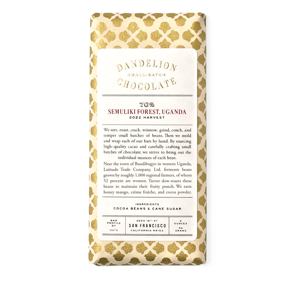 Dandelion Chocolate Semuliki Forest, Uganda 70% Bar