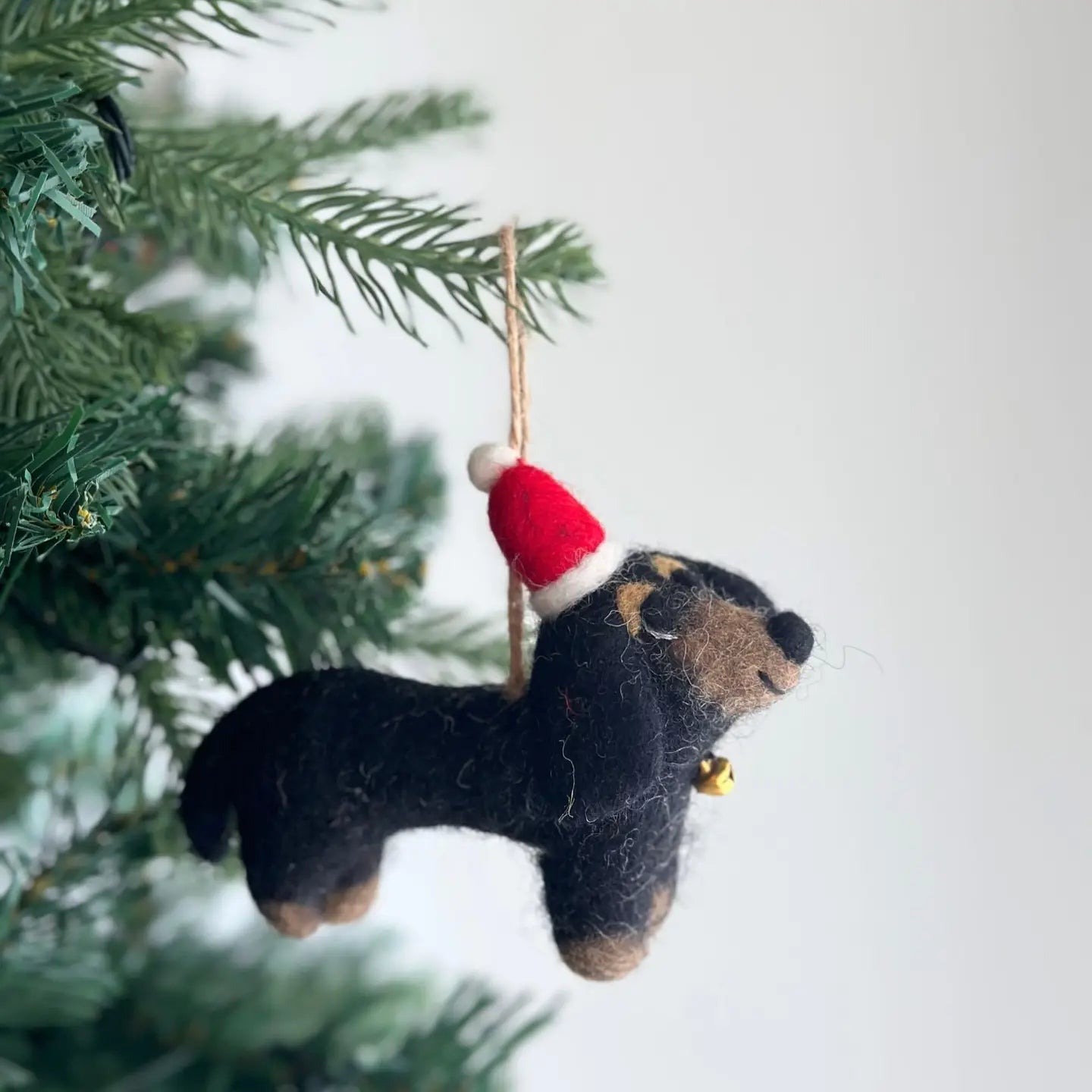 Felt Black Dachshund Dog Ornament