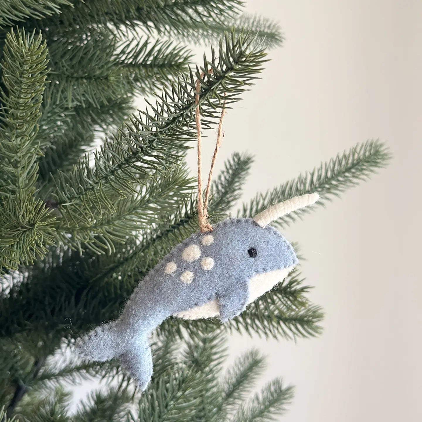 Felt Blue Narwhal Ornament