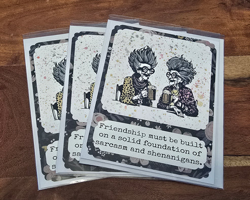 Friendship must be built on a solid foundation of sarcasm and shenanigans - A2 Card