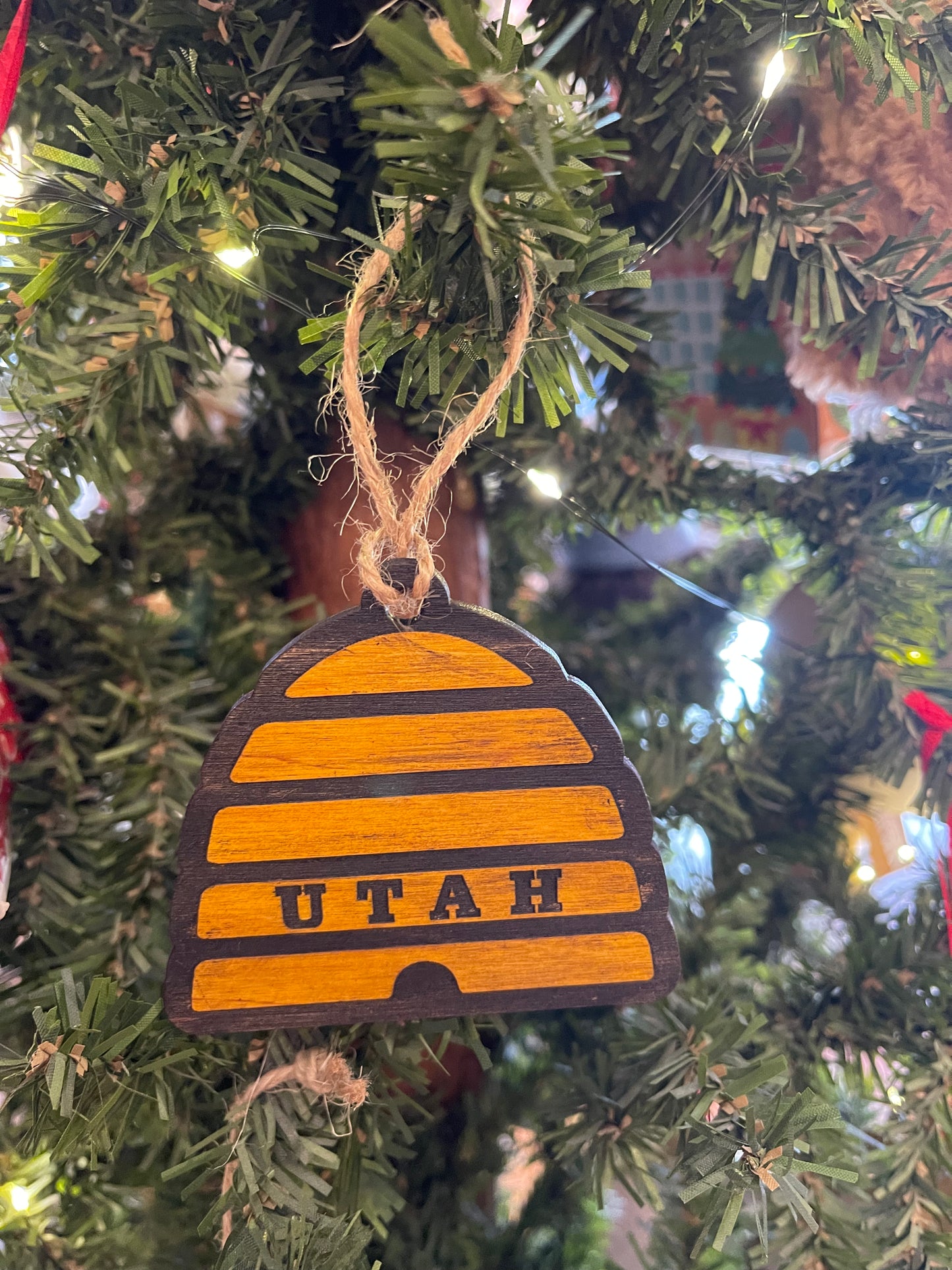 Utah Beehive Wood Ornament