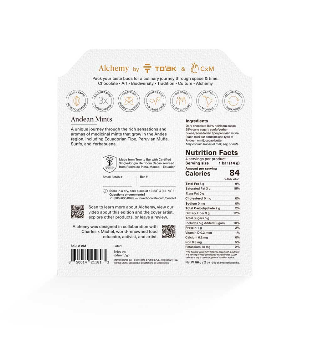 Alchemy by To'ak | Andean Mints, 65% Dark Chocolate