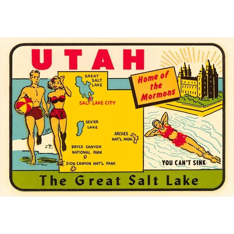 Vintage Decal Utah Postcard