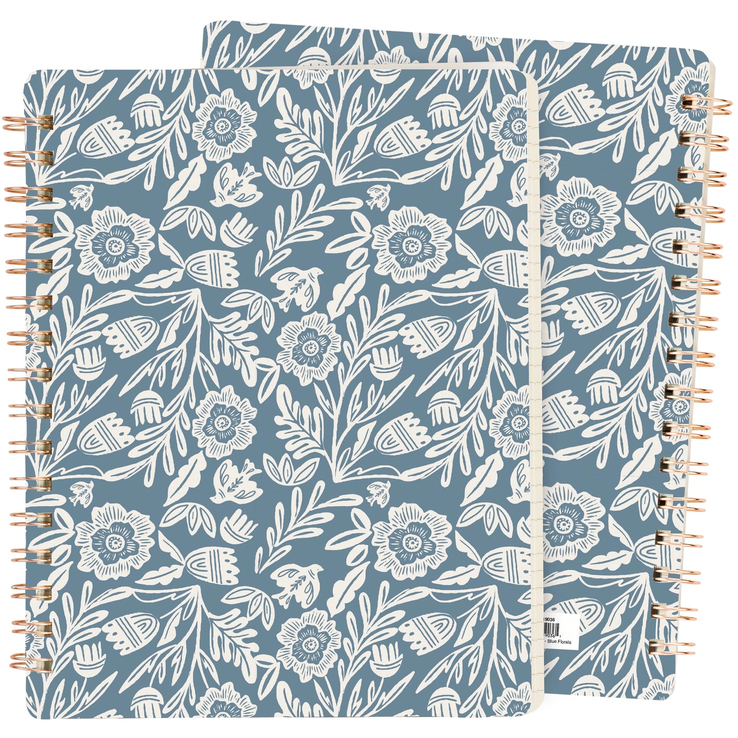 Blue Folk Floral Spiral Notebook