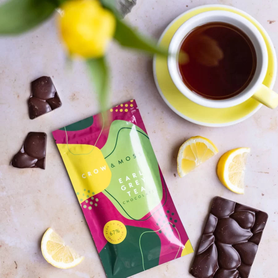 Crow & Moss Earl Grey Tea Dark Chocolate 67% Bar
