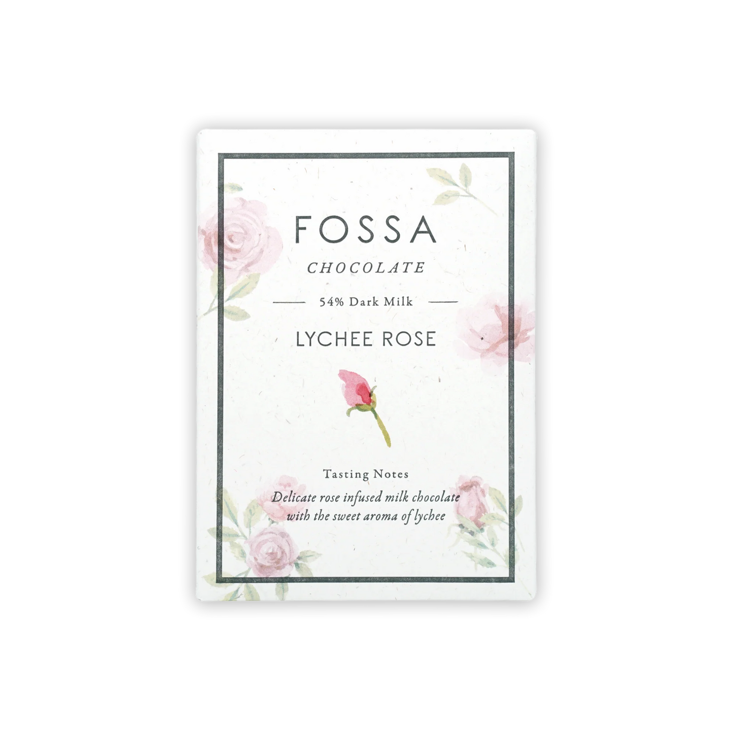 Fossa | Lychee Rose Dark Milk Chocolate, 50g