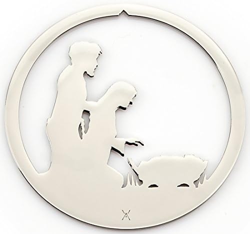 Holy Family Ornament Polished Nickel Nativity