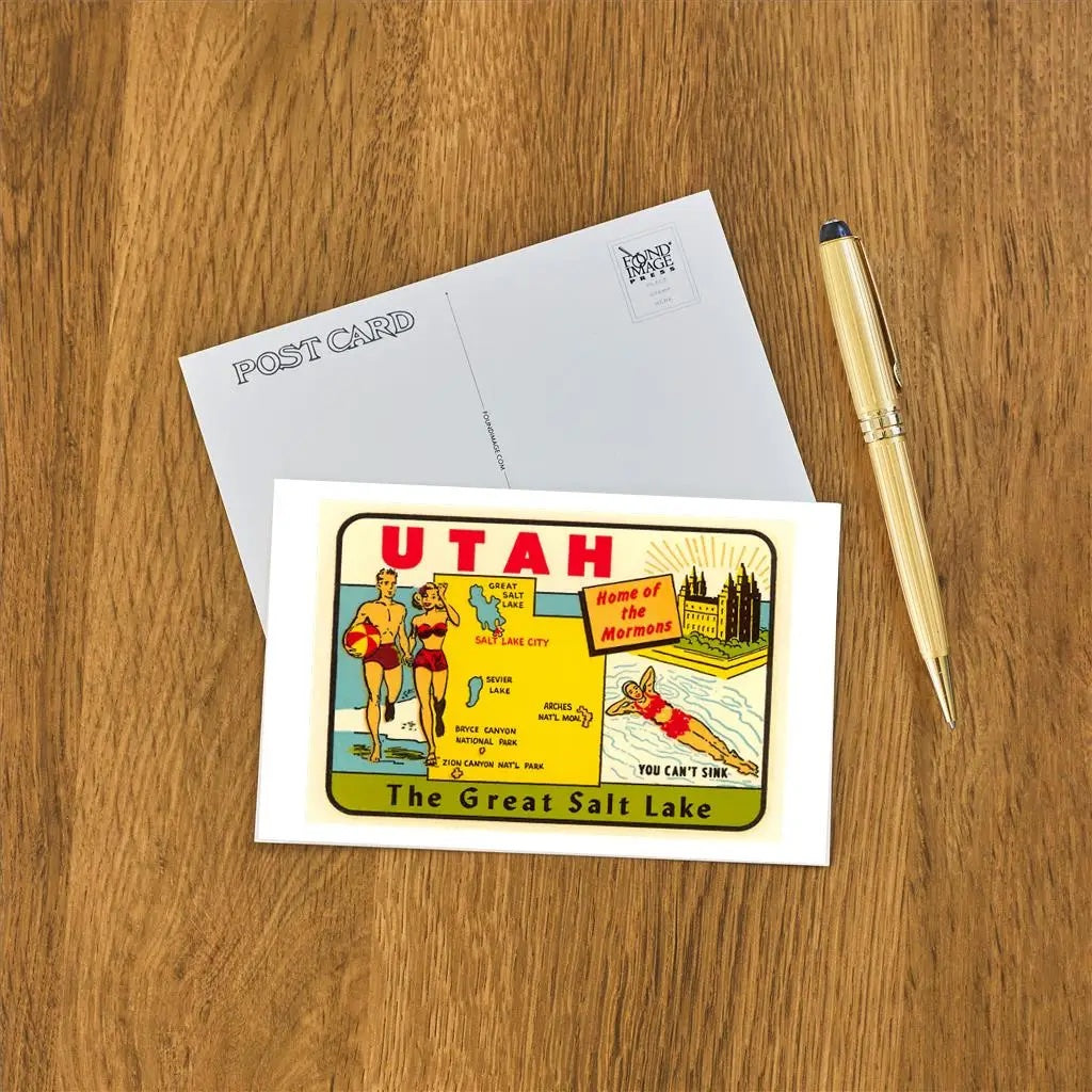 Vintage Decal Utah Postcard