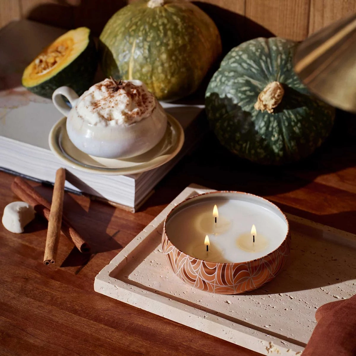 Voluspa Spiced Pumpkin Latte 3 Wick Tin Candle