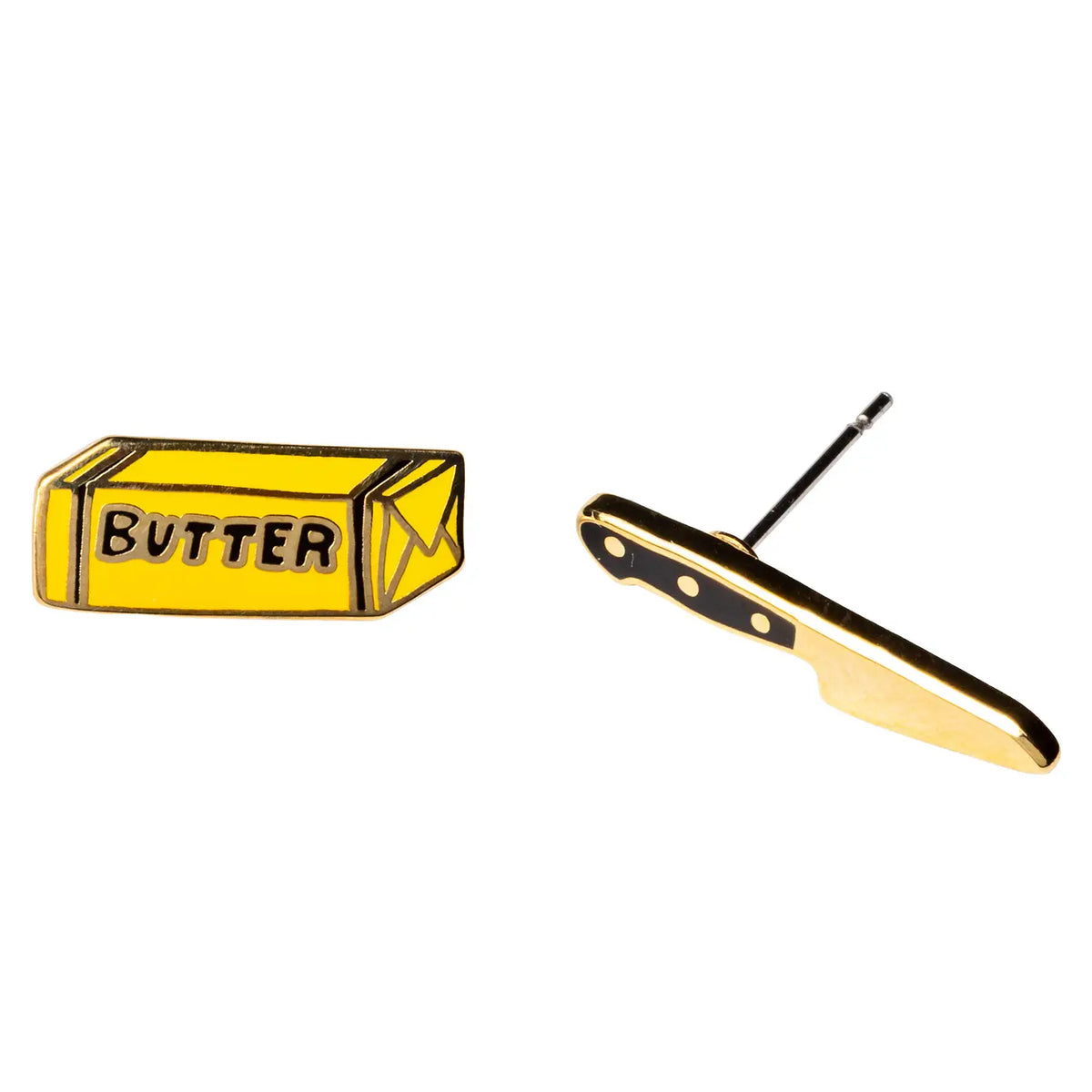 Butter & Knife Earrings | Mismatched Gold Studs