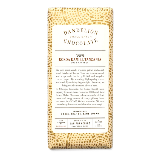 Dandelion Chocolate Kokoa Kamili, Tanzania 70% Bar