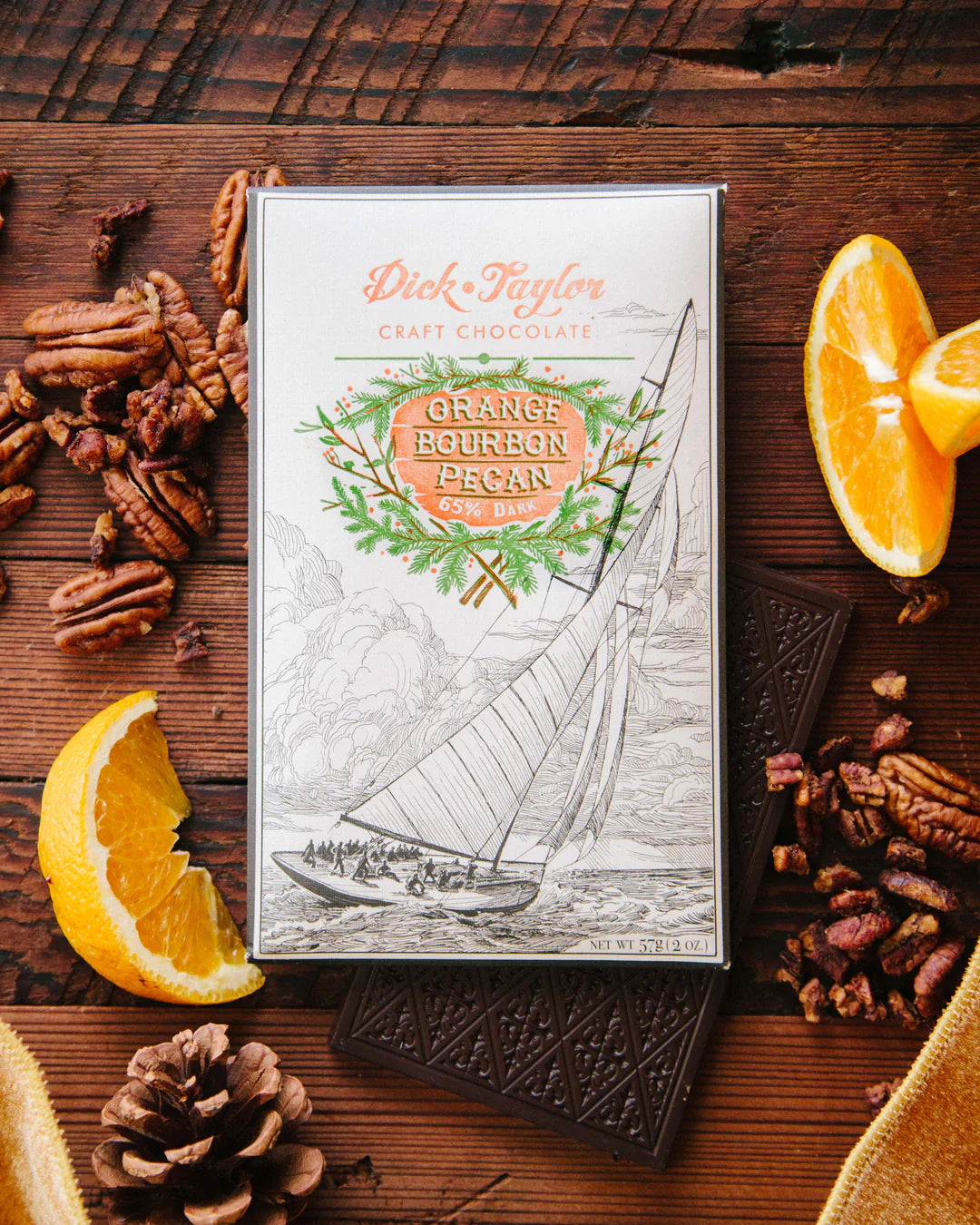Dick Taylor | Orange Bourbon Pecan 65% Dark Chocolate