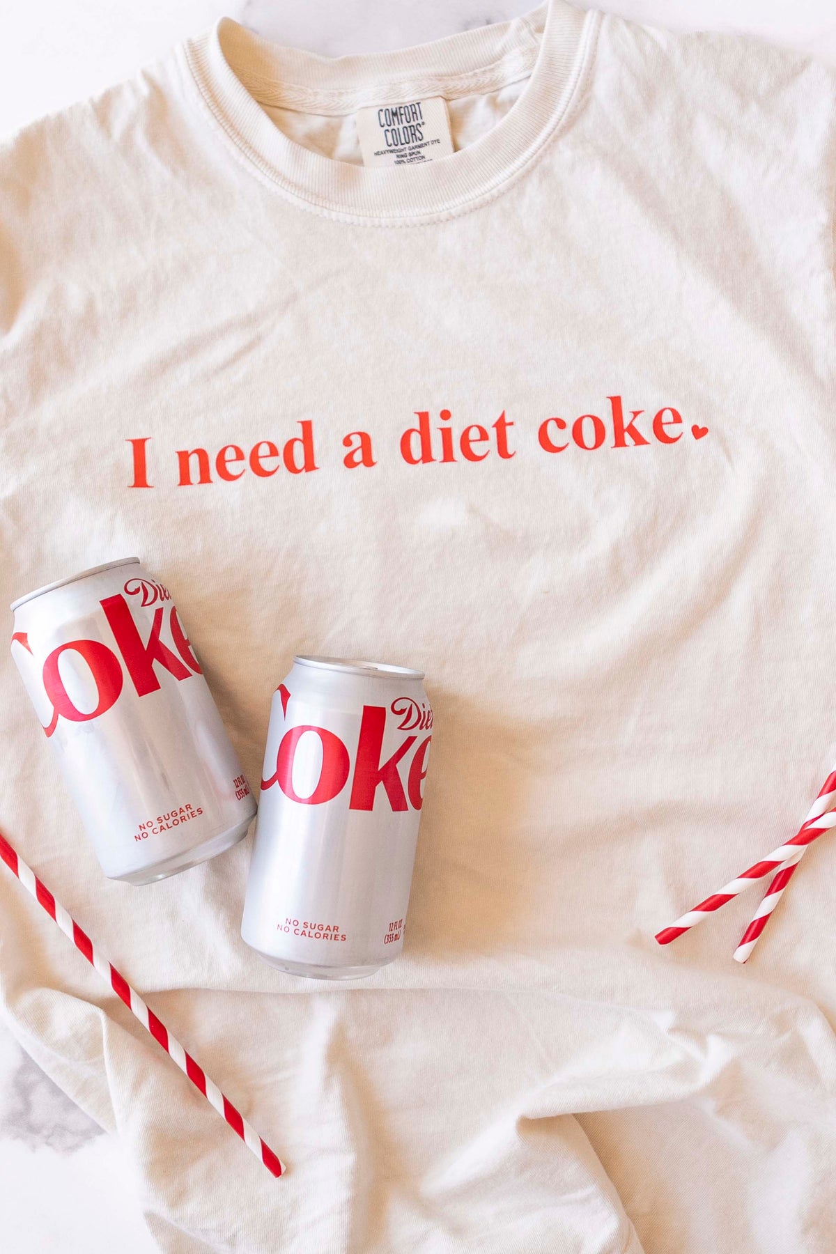 "I Need a Diet Coke" T-Shirt | Cream Wash | Comfort Colors