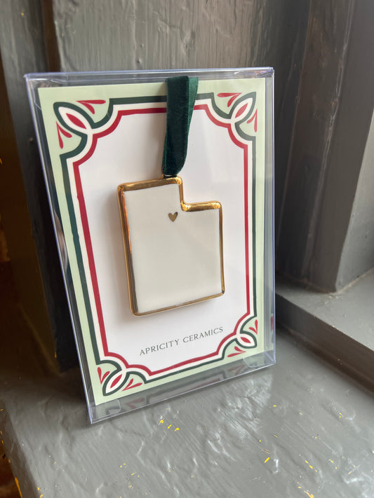 Handmade Utah State Porcelain Ornament