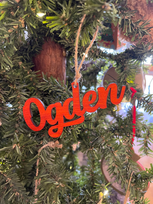 Ogden Script Wood Ornament
