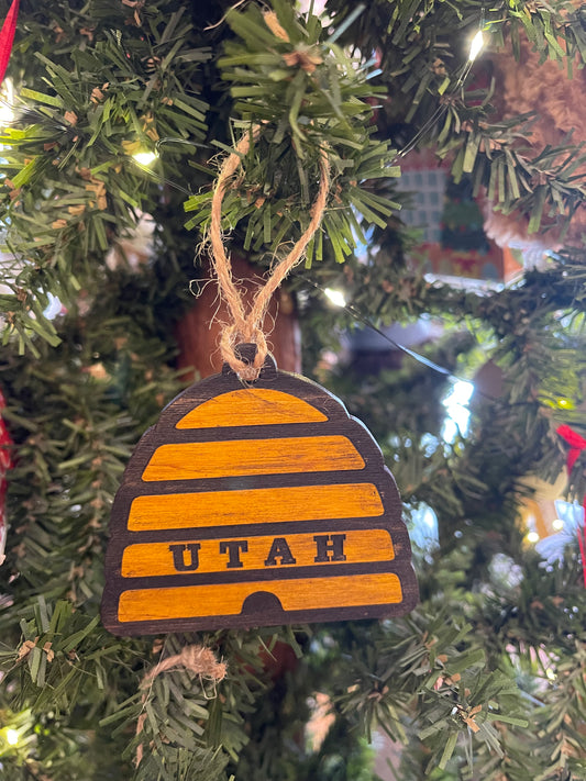 Utah Beehive Wood Ornament