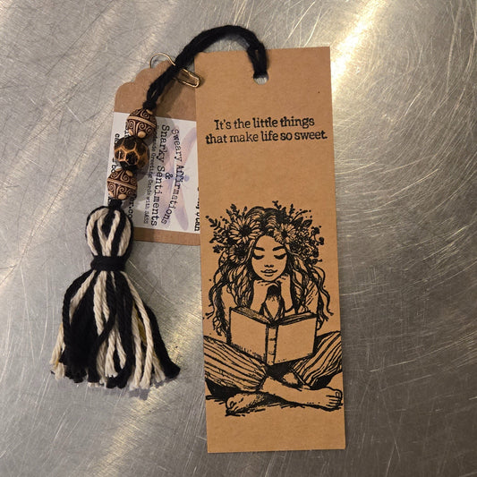 "It's the little things that make life so sweet." - Girl Reading a Book Bookmark