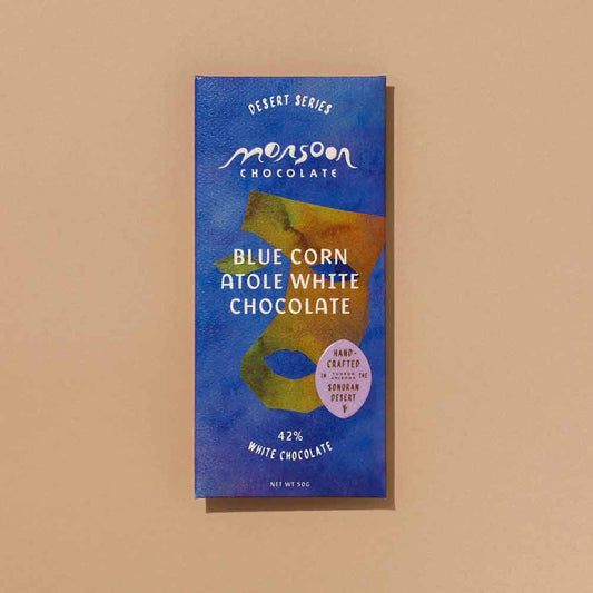Monsoon Chocolate Blue Corn Atole 42% White Chocolate Bar