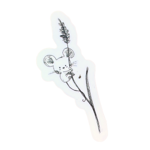 Mouse Climbing Wheat Sticker
