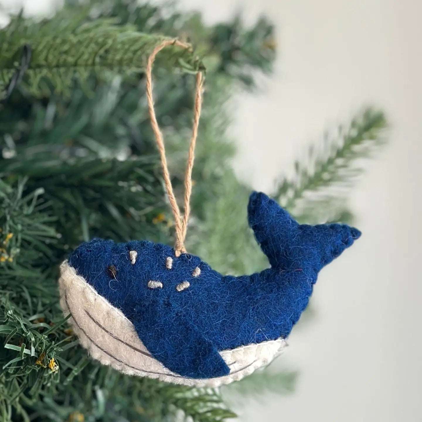 Navy Felt Humpback Whale Ornament