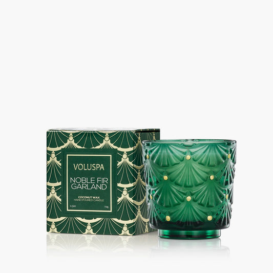 Voluspa Fir Garland Boxed Pedestal Candles