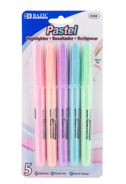 Pen Style Highlighters Pastel Colors