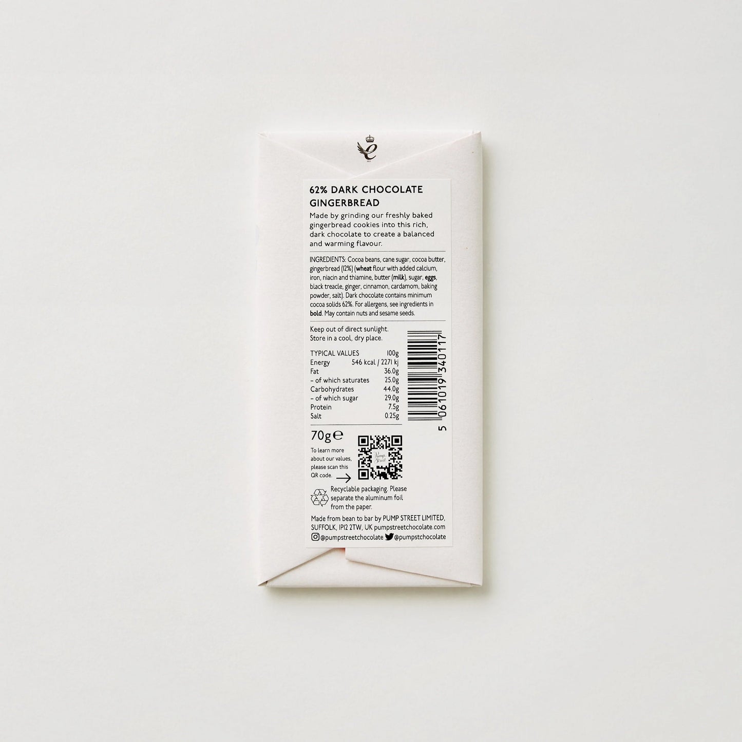 Pump Street | Gingerbread 62% Dark Chocolate