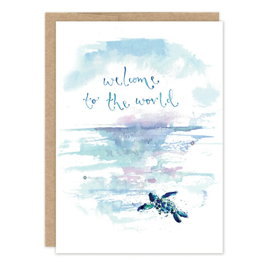 Turtle Welcome to the World Baby Card