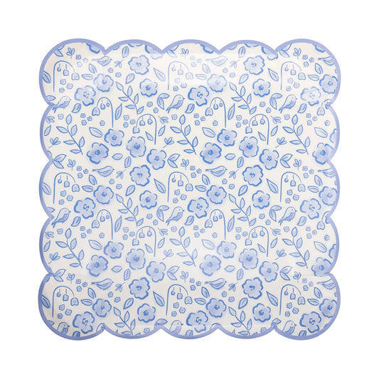 Blue Floral Paper Plates