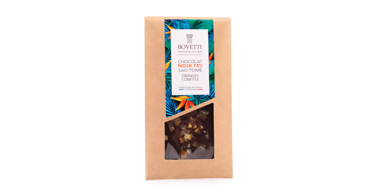 Bovetti Dark Chocolate Candied Orange Bar 73%