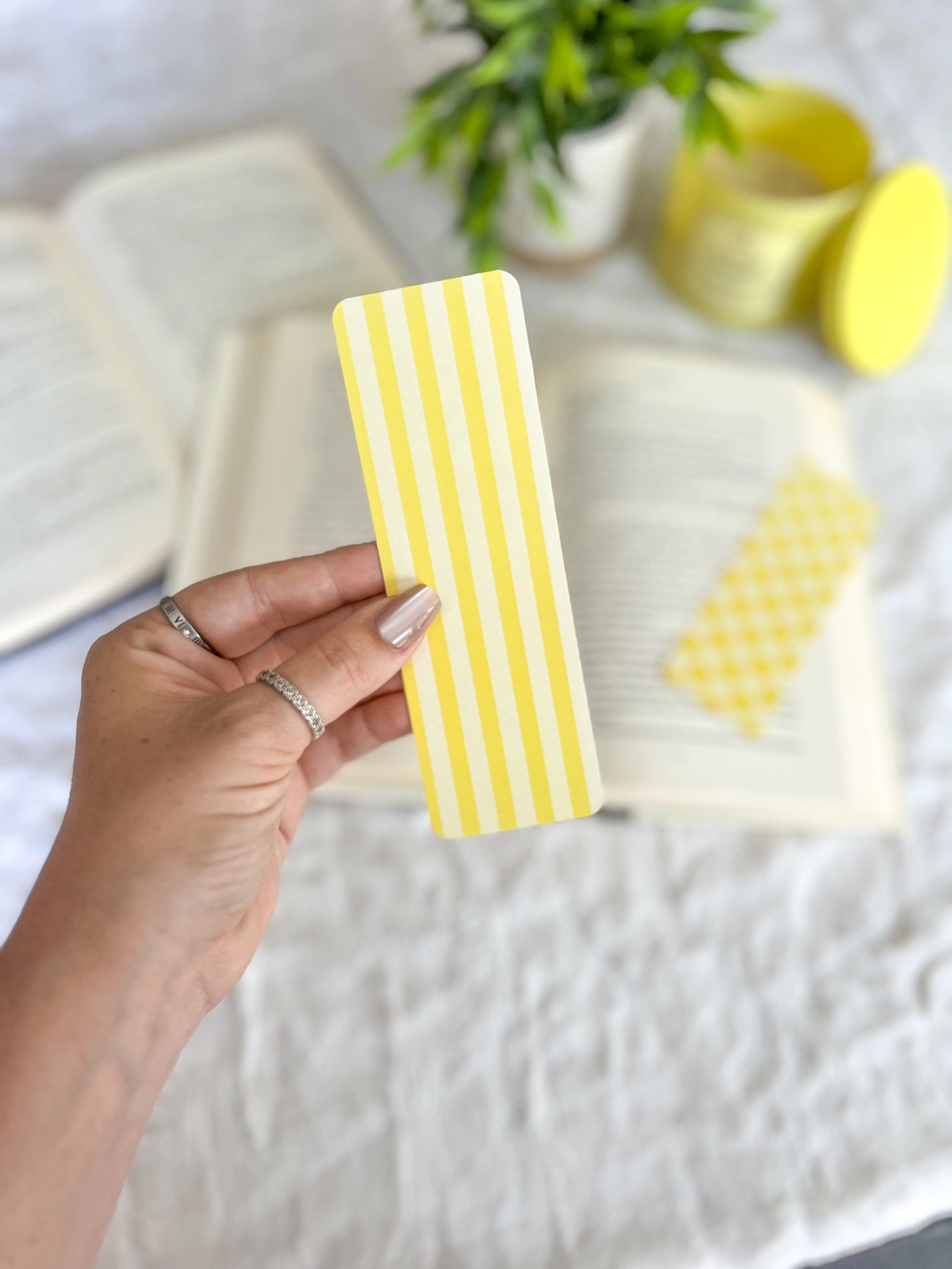 Stripes Butter Yellow Bookmark | Soft Touch Matte