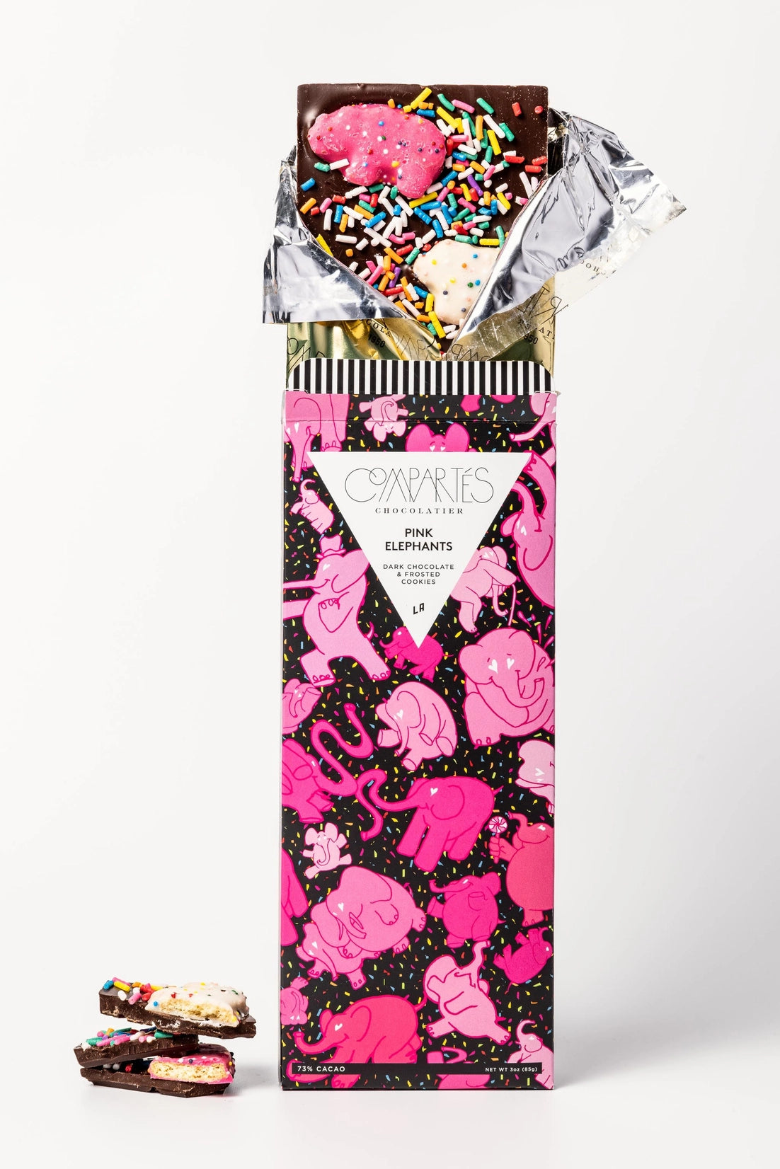 Compartes | Pink Elephants Animal Cookies Dark Chocolate Bar