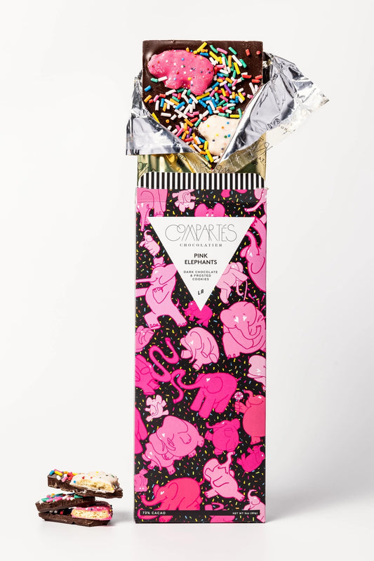 Compartes | Pink Elephants Animal Cookies Dark Chocolate Bar