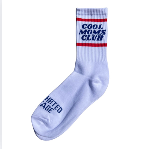 Cool Mom's Club Socks White, Red and Blue