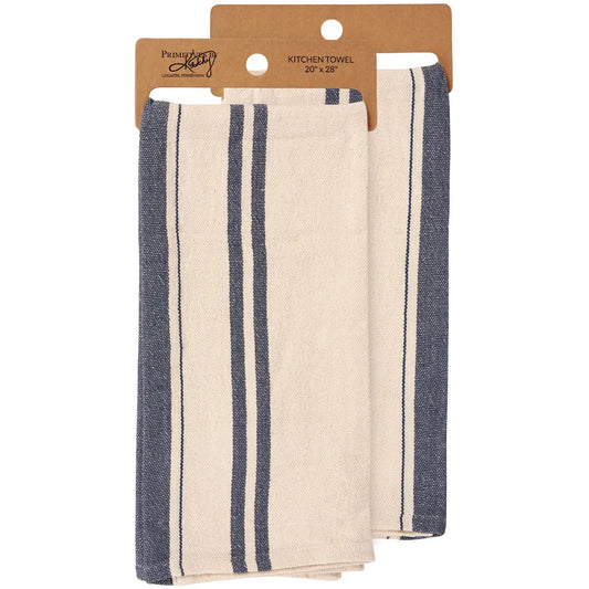 Cream & Blue Striped Kitchen Towel