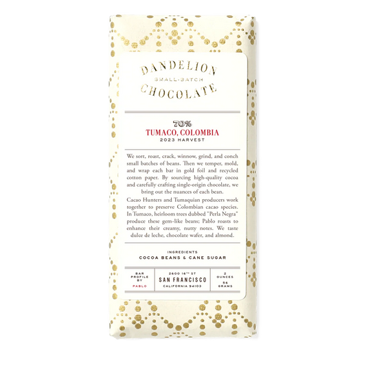 Dandelion Chocolate Tumaco, Columbia 70% Bar