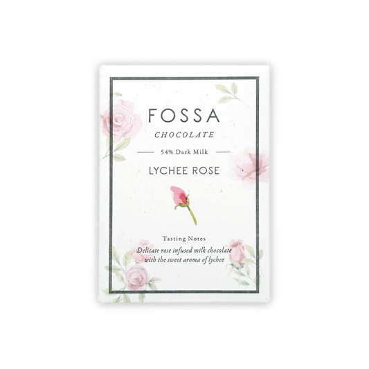 Fossa | Lychee Rose Dark Milk Chocolate, 50g