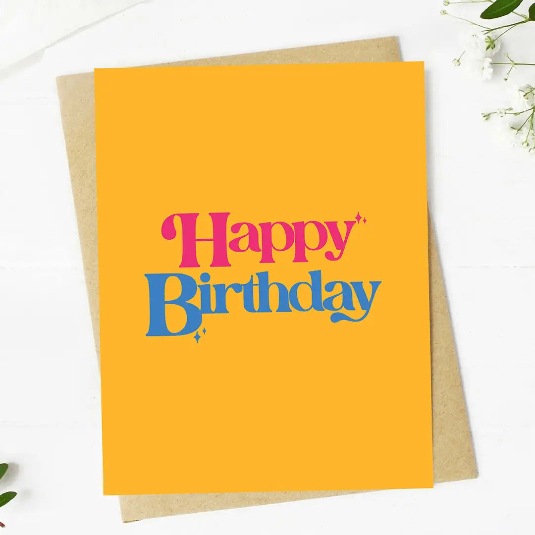 Yellow Happy Birthday Greeting Card