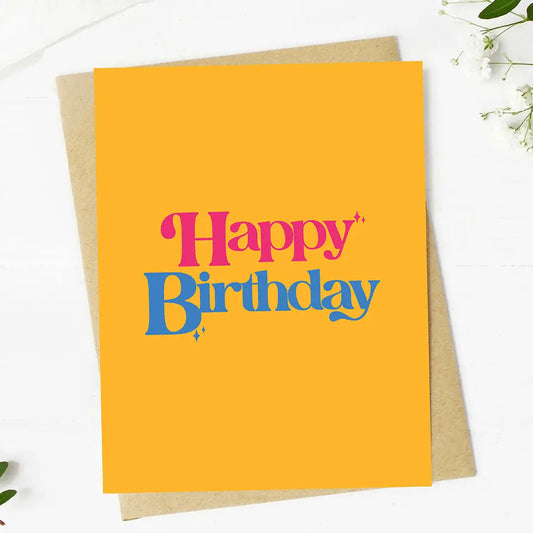 Yellow Happy Birthday Greeting Card