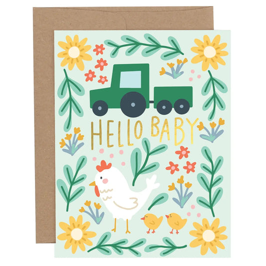 Hello Baby Chick Baby Greeting Card