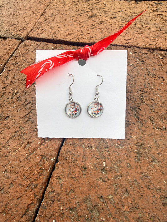 Christmas JEMS Designs Dangle Earrings - Sleighing Santa