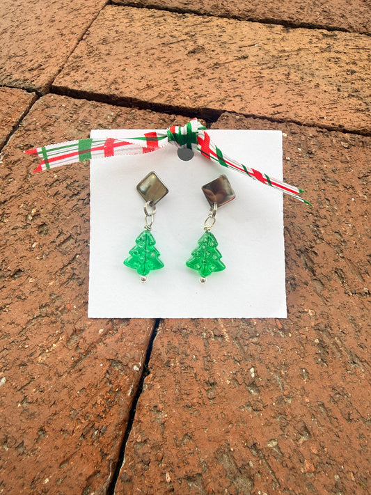 Christmas JEMS Designs Dangle Earrings - Dark Green Christmas Tree