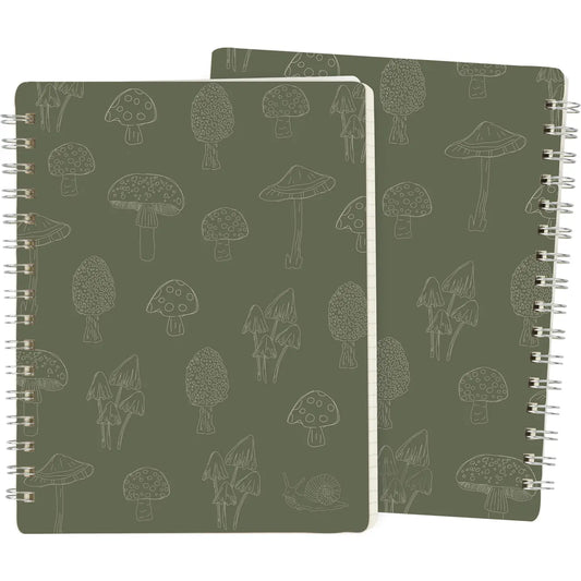 Green Mushroom Spiral Notebook