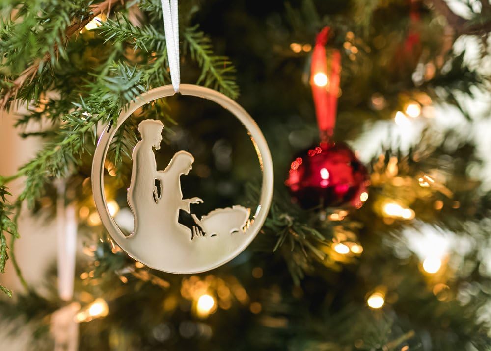 Holy Family Ornament Polished Nickel Nativity