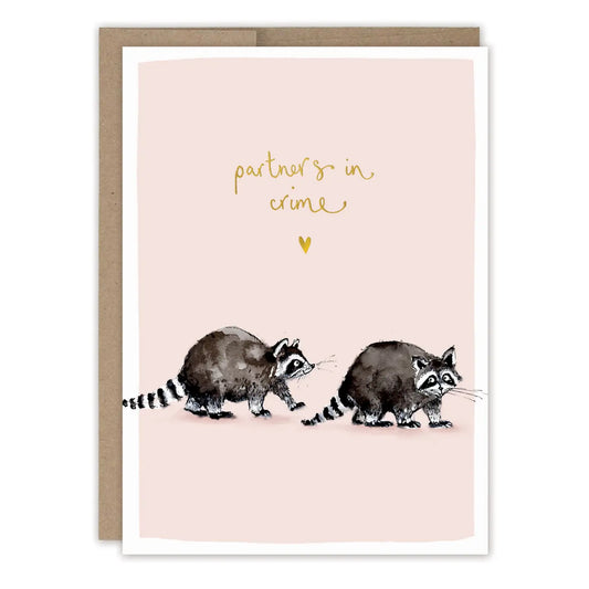 Raccoon Partners in Crime Love Card