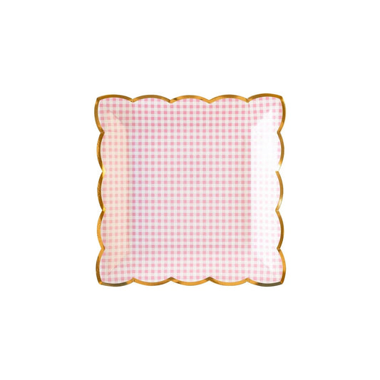 Gingham Pink Paper Plates