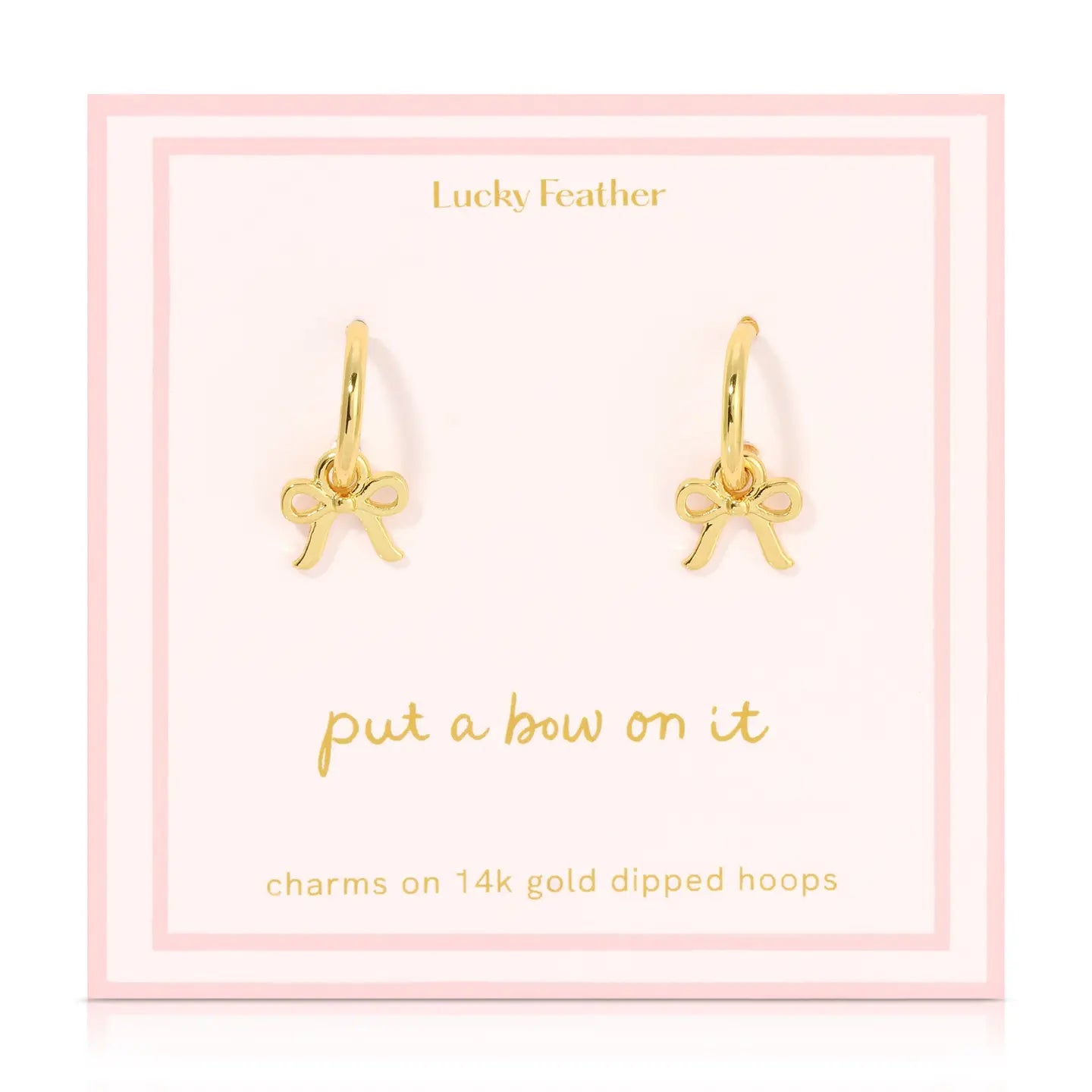 Lucky Feather | Bow Charm Hoop Earrings