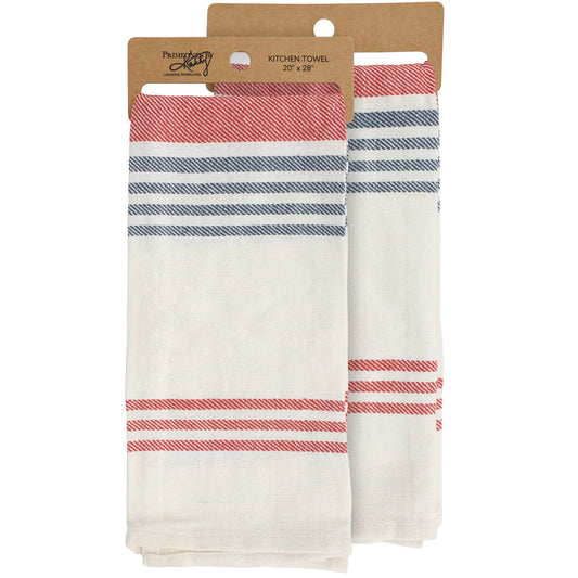Red & Blue Striped Kitchen Towel
