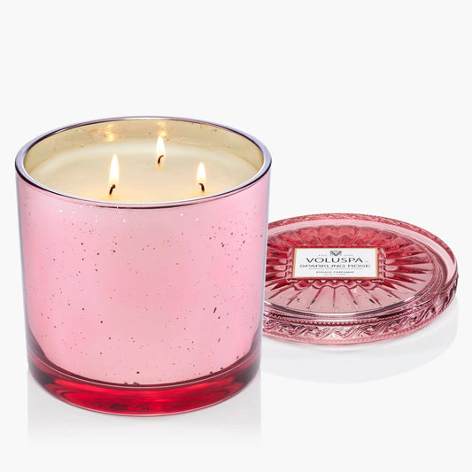 Voluspa Sparkling Rose 3-Wick Grand Maison Candle